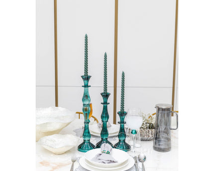 Turquoise kandelaar klein model H21cm