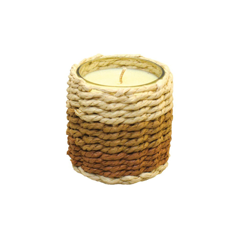 Glas in bruine vlecht en geel musc -parfum klein model