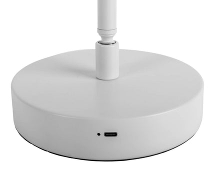LED draadloze tafellicht "Lupa", 45 cm hoog, gemaakt van gelakte aluminium (wit) en wit plastic, LED geïntegreerde, dimbare, aanraaksensor.