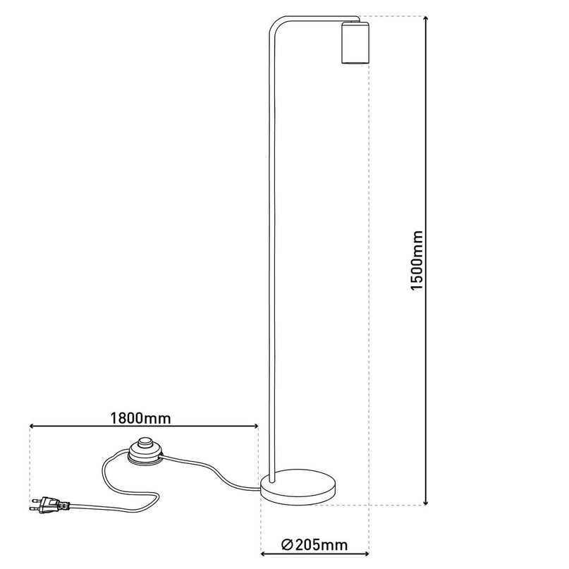 Staande lamp "Modo" gemaakt van metaal in zwarte, versies in goud, E27 -aansluiting, tafellamp voor woonkamer, eetkamer, keuken, gang, gang of kantoor, 150 High