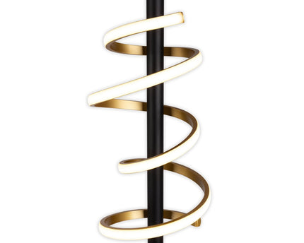 LED staande lamp "Belleza", moderne metalen vloerlamp en plastic in zwart, goud en wit, met stevig ingebouwde LED's, 140 hoog, verlichting voor woonkamer, eetkamer, slaapkamer of kantoor.