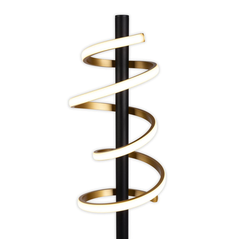 LED staande lamp "Belleza", moderne metalen vloerlamp en plastic in zwart, goud en wit, met stevig ingebouwde LED's, 140 hoog, verlichting voor woonkamer, eetkamer, slaapkamer of kantoor.