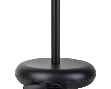 Noteloze tabletlamp "PASI" voor buiten en binnen, gemaakt van metaal en plastic in zwart, dimbaar, met aanraking en geheugenfunctie, ca. 26 cm hoog