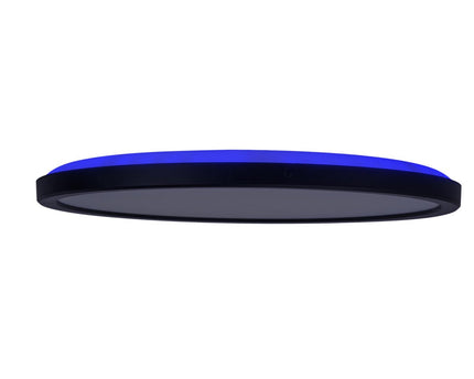 Het LED-plafondlicht "Carlo" met RGB-backlight, Ø van 54 cm, klassiekmoderne plafondlicht gemaakt van zwart/wit plastic met veel functies, b.v.