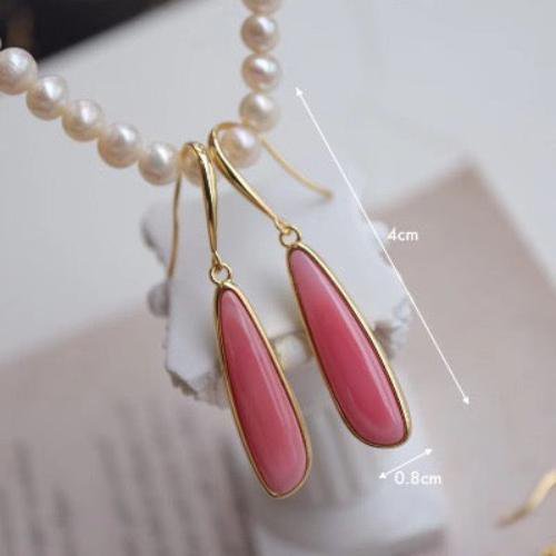 Minimalistische roze koningin Conch Shell oorbellen