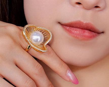 Lotus Design Sparkling Pearl -oorbellen N Ringen