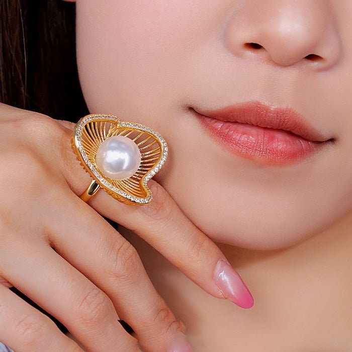 Lotus Design Sparkling Pearl -oorbellen N Ringen