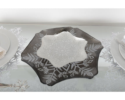 Wit en glitter grijze Flocon gesneden 21,5 cm