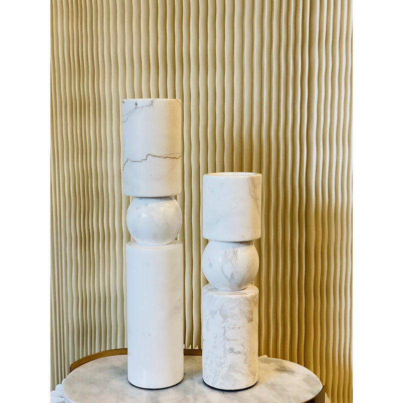 KANDELAAR | MARBLE | WHITE L H39.5cm*W8cm D 8cm Reversible for flower arrangement