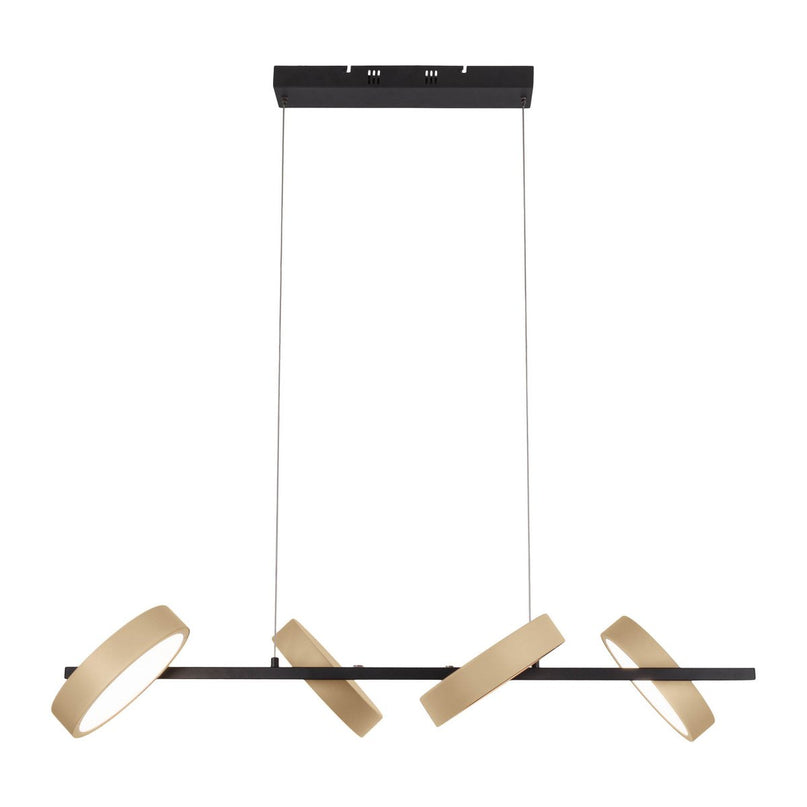 Led hanger lamp "Tessa" amandel, 150 cm hoog, 110 cm lang, gemaakt van metaal in matte amandel (Pantone 481 C) en zwart -wit plastic