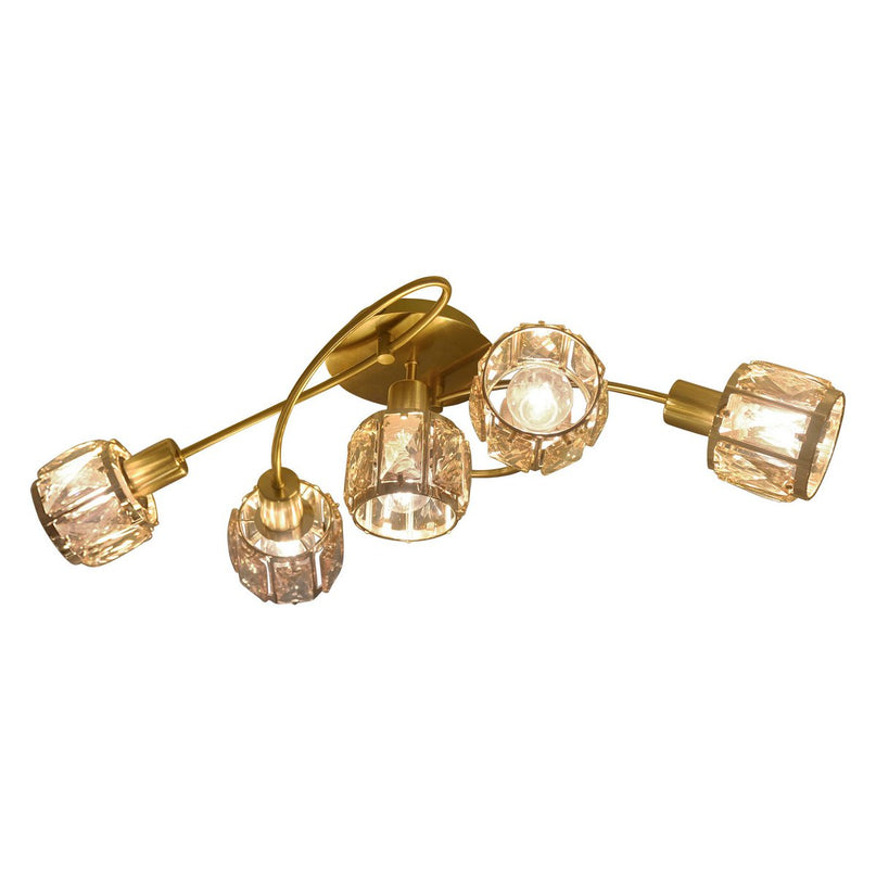 5-geleide plafondlamp "Josefa", metalen plafondlamp in goud, met E14-aansluiting, voor eetkamer, woonkamer, hal of kantoor, lamp voor woonkamer, eetkamer, hal of hal, 61 x 36 x 21 cm