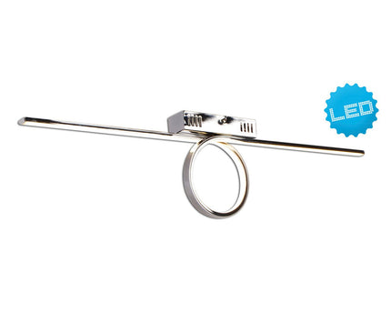 LED -plafondlamp "Loop" 75 cm lang, gemaakt van chroom -gekleurd metaal en plastic