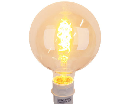 2 Set LED -lamp E27 -versie, 5 watt Ø 12,5 cm, metaal en glas, Amber