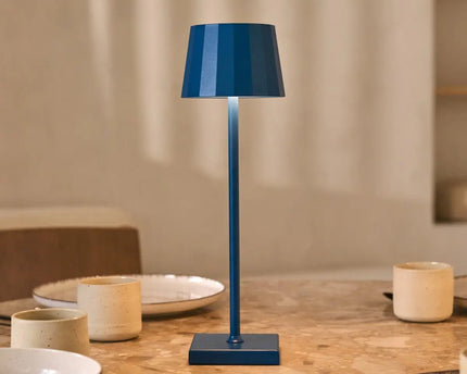 William Delftware blauwe oplaadbare ijzeren tafellamp – dimbaar, opladen via USB-C, 120 uur