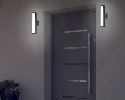 LED -wandlampen "Flair", 30 cm gemaakt van grijs metaal en plastic, met geïntegreerde LED