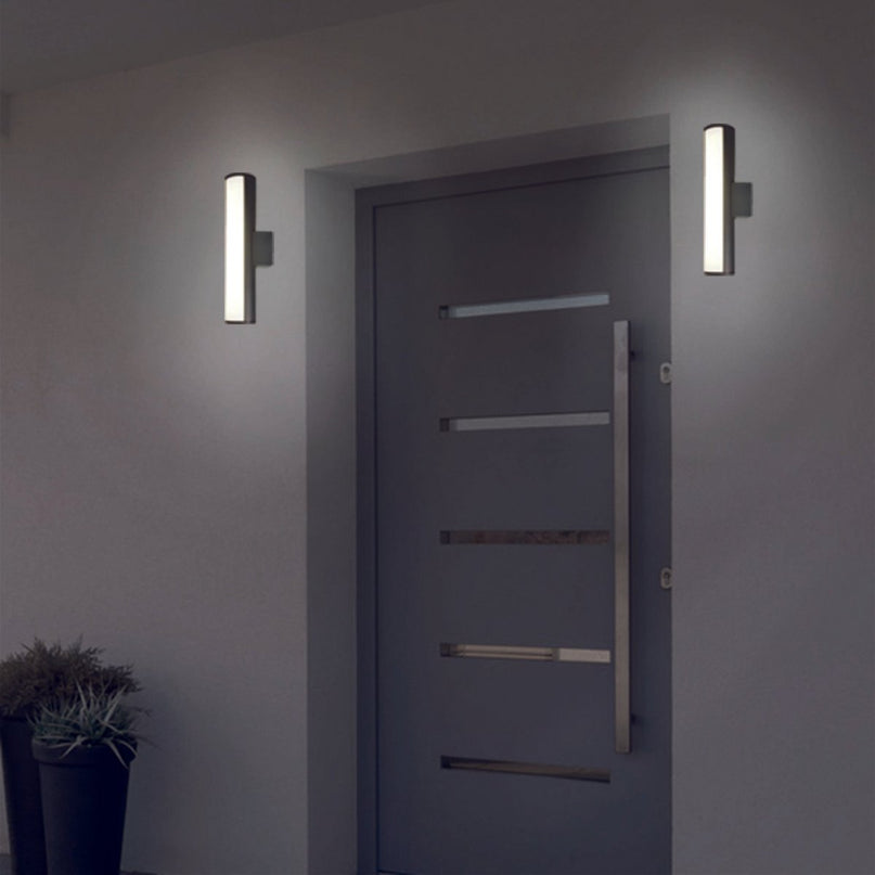 LED -wandlampen "Flair", 30 cm gemaakt van grijs metaal en plastic, met geïntegreerde LED