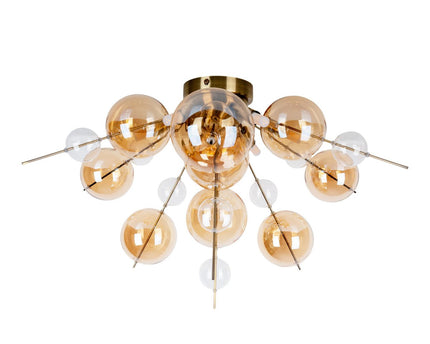 Plafondlamp "explosie" Amber gemaakt van metaal en glas, G9 -versies, plafondlamp voor eetkamer, woonkamer, gang of kantoor, Ø57 cm