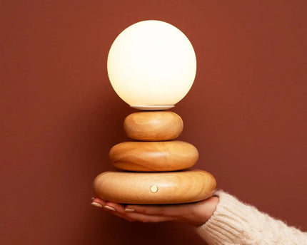 Isabella Houten & Glazen Oplaadbare Lamp - Snoerloos & Dimbaar
