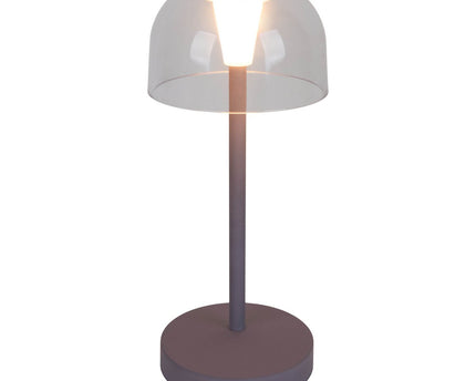 2-ex-ingestelde LED-batterijtafel Licht "Gomba" voor buiten en binnen, gemaakt van metaal en plastic in bramen, 18,5 cm hoog