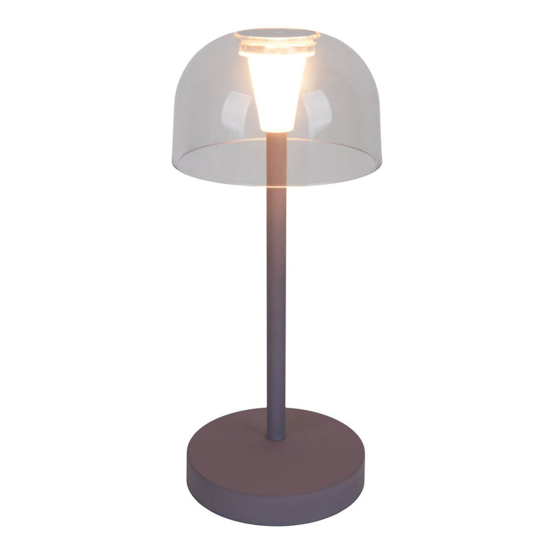 2-ex-ingestelde LED-batterijtafel Licht "Gomba" voor buiten en binnen, gemaakt van metaal en plastic in bramen, 18,5 cm hoog