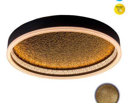 LED -plafondlamp Arany, plafondlamp gemaakt van metaal en plastic in zwart, met stevig ingebouwde LED's, dimbare, 40 cm diameter
