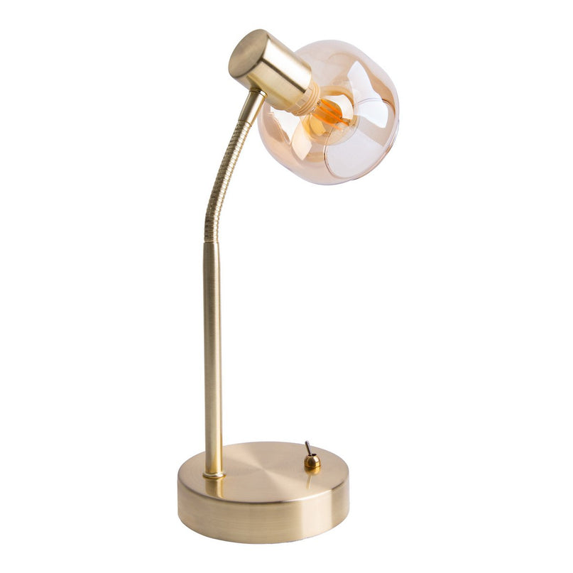 Tafellamp "Libby", klassieke tafellamp gemaakt van messing gekleurd metaal en getinte glas in Amber, met E14-aansluiting, voor eetkamer, woonkamer, gang of kantoor, 34 cm hoog