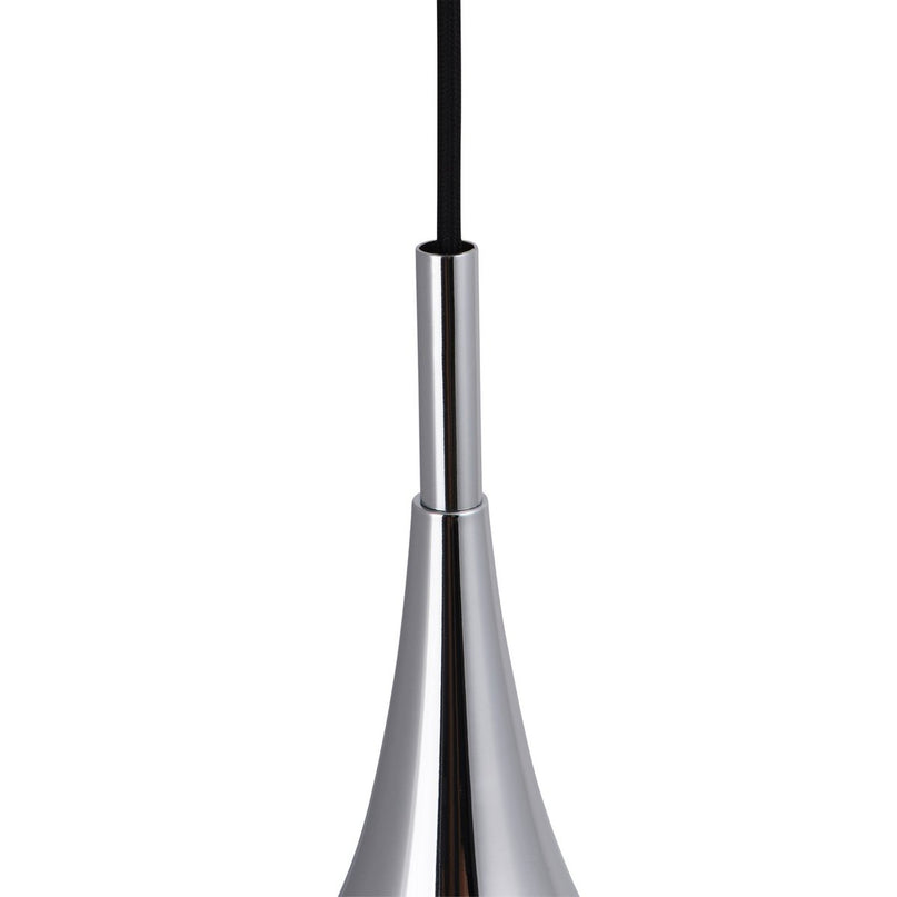 Hanger Lamp "Style", retro klassiek, hanglamp gemaakt van chroom-glanzend metaal met E27-aansluiting, paraplu Ø15 cm, ideaal voor eetkamer, woonkamer en keuken.