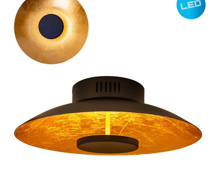 LED -plafondlamp "Firenze" metalen plafondlamp in het zwart en goud, stevig geïnstalleerd, verlichting voor woonkamer, kantoor of de toegangsstang 40 cm diameter