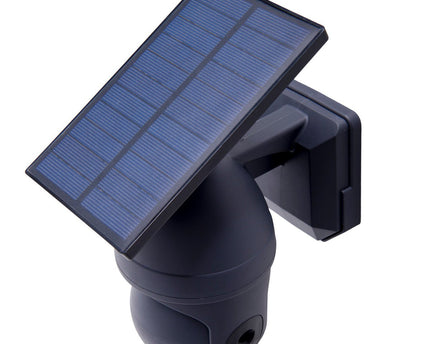 LED -zonne -buitenwandlamp "Moho" met bewegingsdetector en beveiligingscamera -vouw, wandlicht gemaakt van plastic in grijs, met geïntegreerde LED