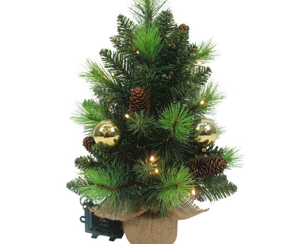 LED FIR -boom "Noel" Outdoor Decoratie gemaakt van metaal en plastic in groen en goud, met stevig geïnstalleerde LED's