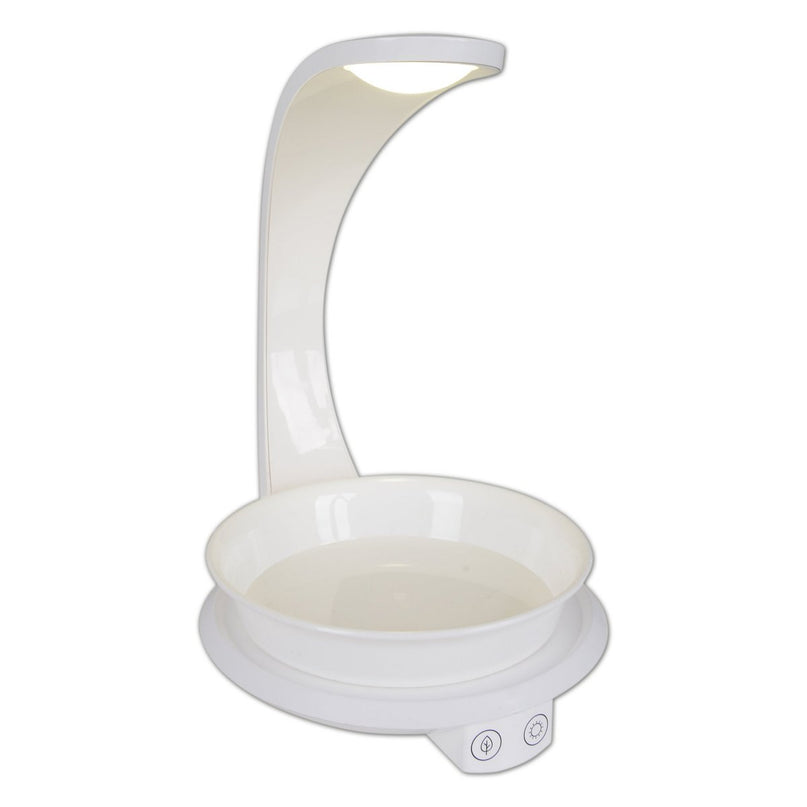 LED -plantentablet Licht 24 cm hoog, gemaakt van metaal en plastic in het wit, met geïntegreerde LED