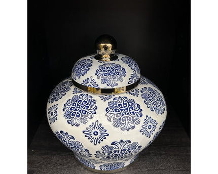 Blauw en wit porseleinen bloempot (voor keuken thuis)