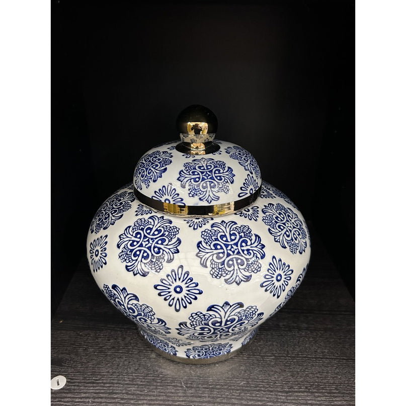 Blauw en wit porseleinen bloempot (voor keuken thuis)