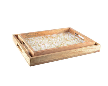 Rechthoekige abstracte trays - set van 2