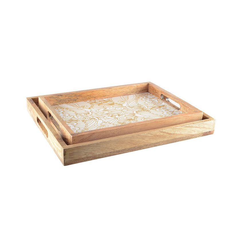 Rechthoekige abstracte trays - set van 2