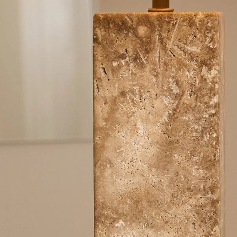 Rosie travertijnlamp – elegante natuursteen met katoenen kap