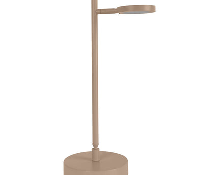 LED Draadloos tafellicht "Lupa", 45 cm hoog, gemaakt van gelakte aluminium (matte amandelen, pantone 481 c) en wit plastic, LED geïntegreerde, dimbare, aanraaksensor.