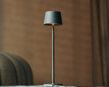 Combi Set Professional – 4 x Vondel Mini Mouse Grey Rechargeable Table Lamps & 1 x Amstel Wireless Charging Station with Q1-Technology – Perfect for Restaurants, Hospitality & Hotels