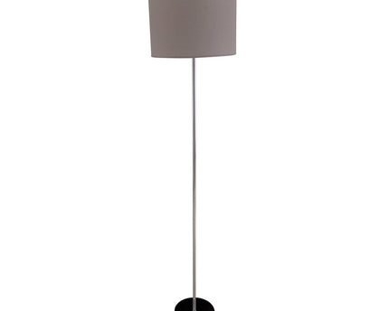 Staande lamp "New York", klassieke metalen vloerlamp met tekstblazer in grijs, met E27 -aansluiting, 160 cm hoog, perfect voor woonkamer, eetkamer, gang en kantoor