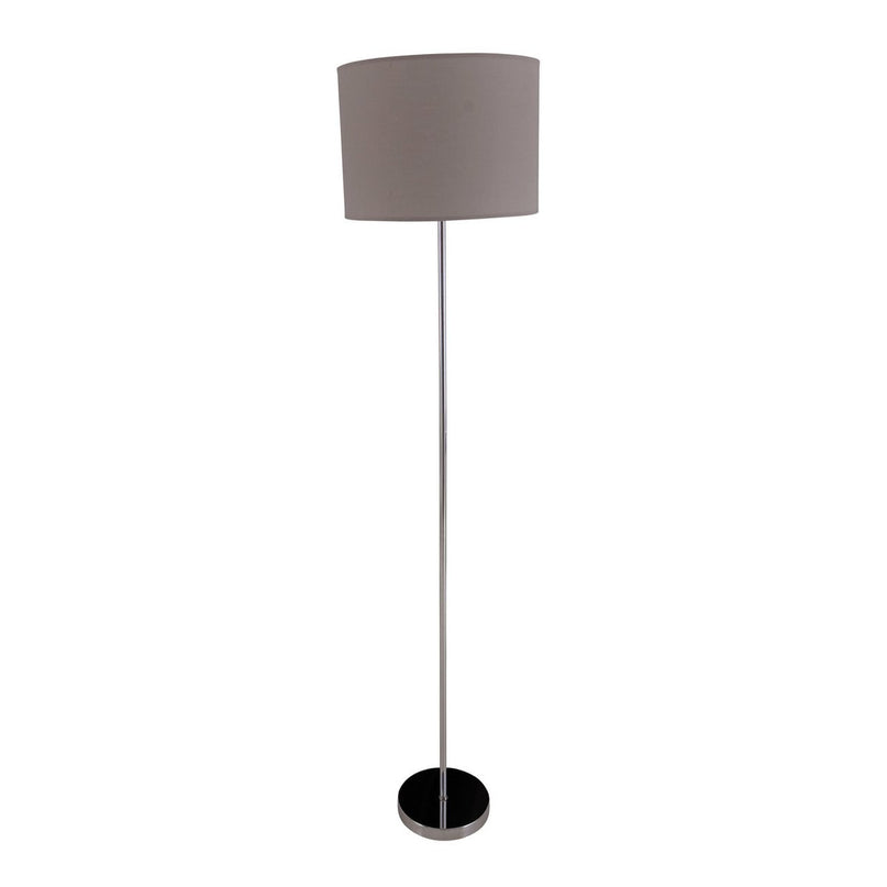 Staande lamp "New York", klassieke metalen vloerlamp met tekstblazer in grijs, met E27 -aansluiting, 160 cm hoog, perfect voor woonkamer, eetkamer, gang en kantoor