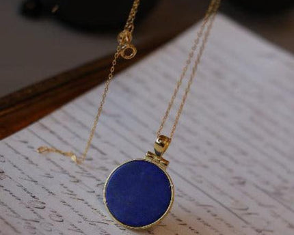 Helios lapis lazuli ronde hanger ketting