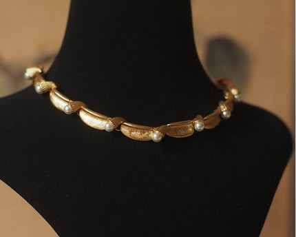 Vintage geïnspireerde parel lint ketting