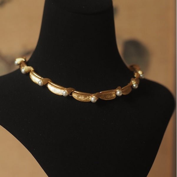 Vintage geïnspireerde parel lint ketting
