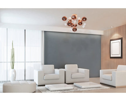 Plafondlicht "explosie" metaal en glas, G9 -versies, plafondlamp voor eetkamer, woonkamer, gang of kantoor, Ø57 cm