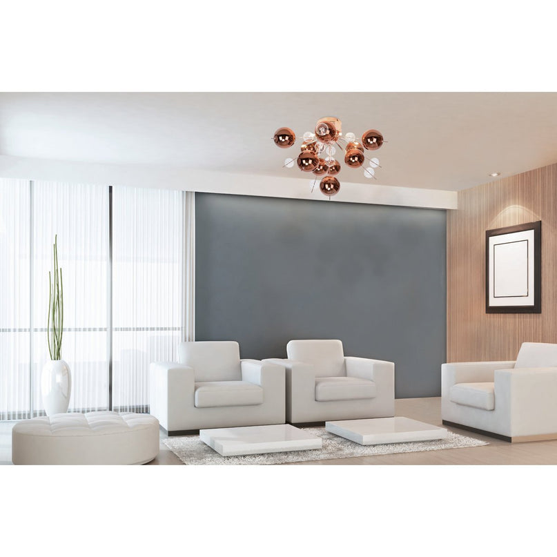 Plafondlicht "explosie" metaal en glas, G9 -versies, plafondlamp voor eetkamer, woonkamer, gang of kantoor, Ø57 cm