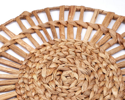 Placemat (set van 2, 4 of 6) CARUBAN | 38 cm Boho Placemat rond gemaakt van Waterhyacint