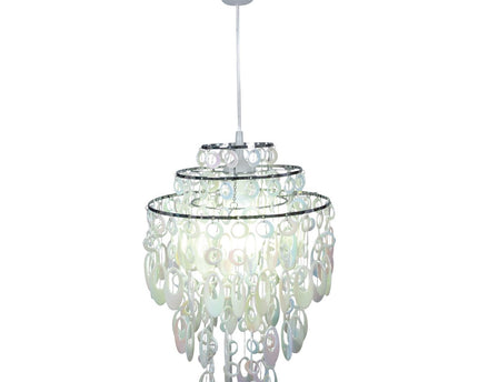 Decoratief hanglamp "Lina" in Chrome en Pearl, moderne kroonluchter gemaakt van metaal en plastic, met E27 -aansluiting, voor eetkamer, woonkamer, gang of kantoor, 50 cm hoog Ø32 cm