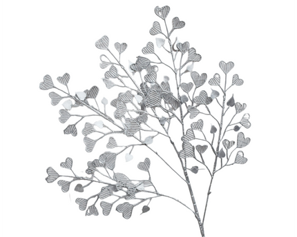 Decoratieve fleur in de vorm van hart zilver h90cm