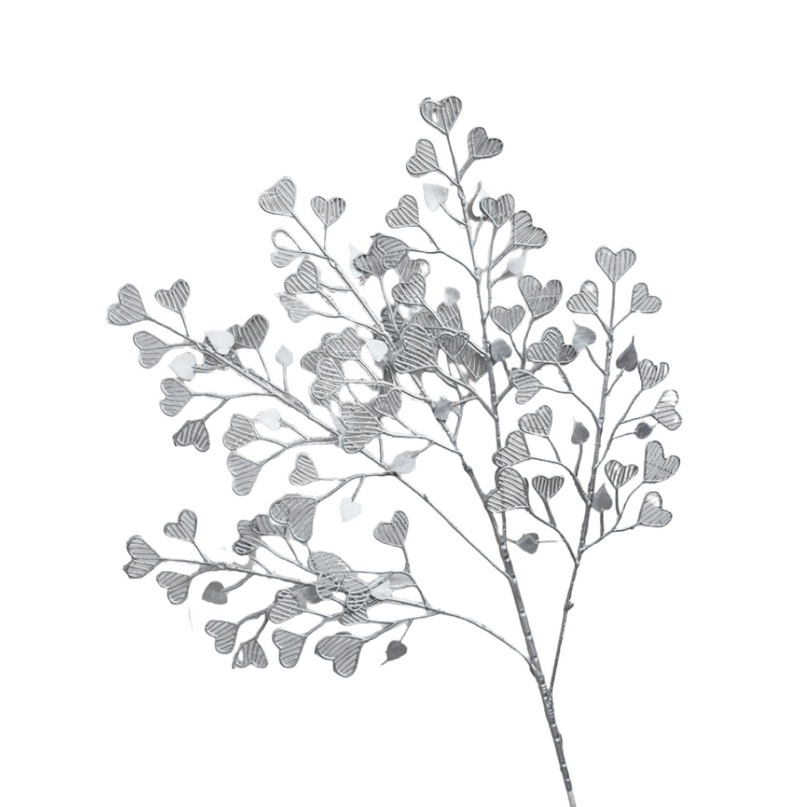 Decoratieve fleur in de vorm van hart zilver h90cm