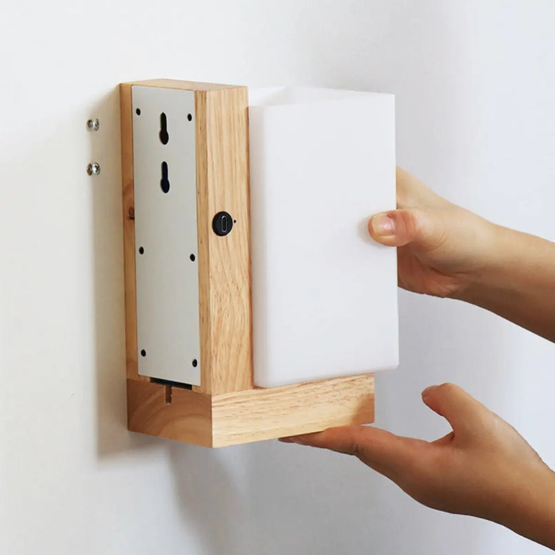 Bowie lichtbruin oplaadbare houten wandlamp - draadloze, dimbare en stijlvolle verlichting